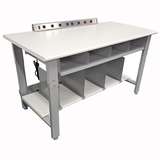 Non-ESD Standard Adjustable Height Packing Bench with Gray Frame and White Laminate Top, 30"D x 48"L redirect to product page